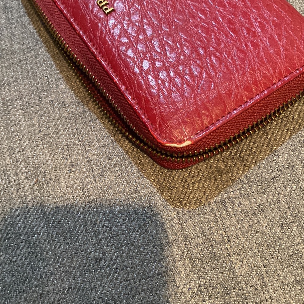 Large leather wallet burgundy color - Picture 12 of 14